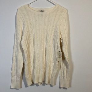 Women’s crew neck cable knot sweater ivory large